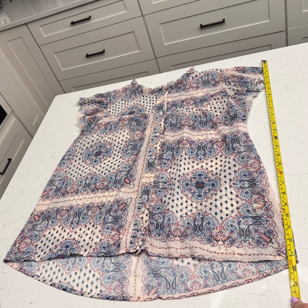 Dylan Woman's Sheer Button-Up Blouse Large